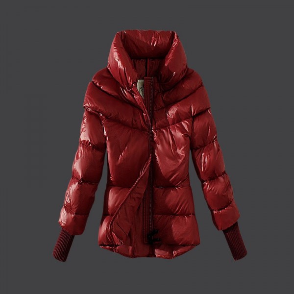 Moncler Donna Giù cappotto stand Colalr rosso Presa M1053